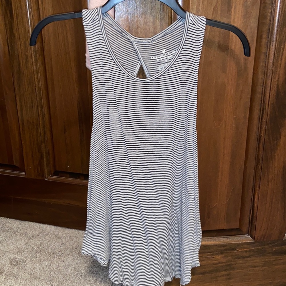 Black and white striped tank